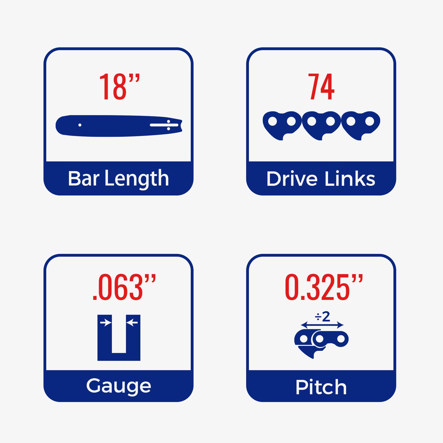 Chainsaw Chain Clearance | .325" Pitch .063" Gauge 56 DL /74 DL (Fits 13"/ 18" Guide Bar) (3 Pack)