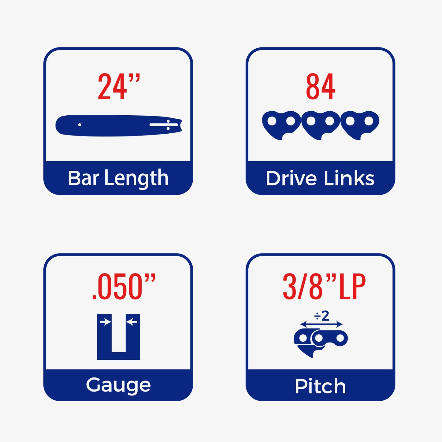 Chainsaw Chain Clearance | 3/8" LP Pitch .050" Gauge From 45-84 Drive Links (Fit For 12"- 20" Guide Bar) (3 Pack)