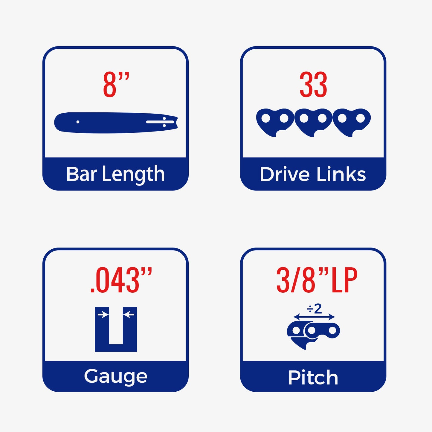 Chainsaw Chain Clearance | 3/8" LP Pitch .043" Gauge  From 33-60 Drive Links (Fit For 8"- 18" Guide Bar) (3 Pack)