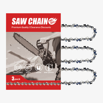 Chainsaw Chain Clearance | 3/8" LP Pitch .050" Gauge  From 45-84 Drive Links (Fit For 12"- 20" Guide Bar) (3 Pack)
