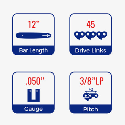 Chainsaw Chain Clearance | 3/8" LP Pitch .050" Gauge  From 45-84 Drive Links (Fit For 12"- 20" Guide Bar) (5Pack)