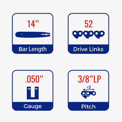 Chainsaw Chain Clearance | 3/8" LP Pitch .050" Gauge  From 45-84 Drive Links (Fit For 12"- 20" Guide Bar) (3 Pack)