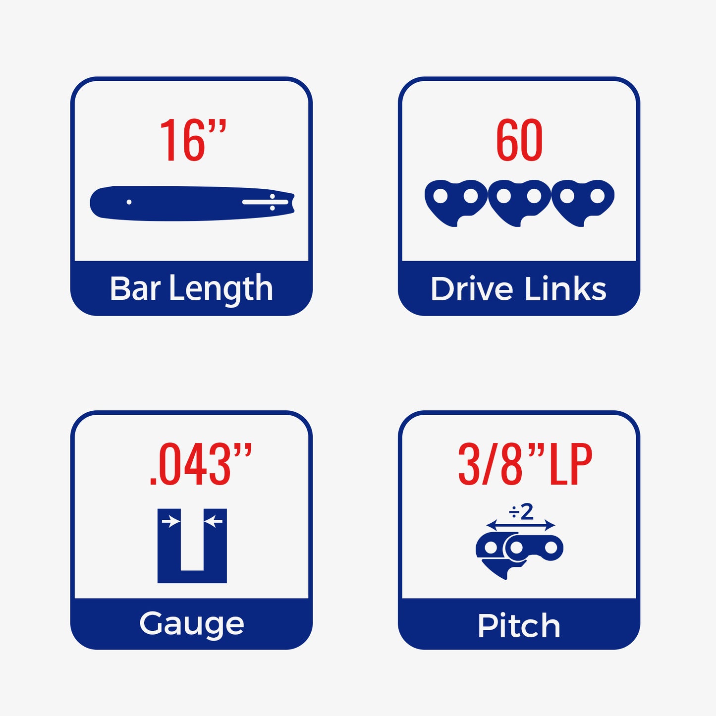 Chainsaw Chain Clearance | 3/8" LP Pitch .043" Gauge  From 33-60 Drive Links (Fit For 8"- 18" Guide Bar) (3 Pack)