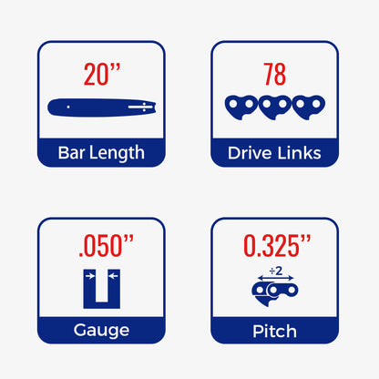 Chainsaw Chain Clearance | .325" Pitch .050" Gauge  From 62-78 Drive Links (Fit For 16"- 20" Guide Bar) (5 Pack)